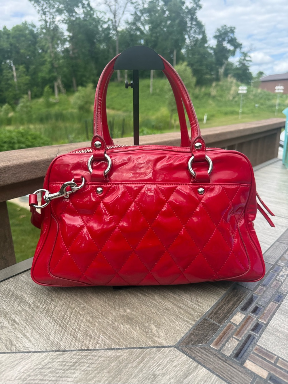 GUC Coach Poppy Liquid Gloss Vintage Pushlock Satchel Shoulder Bag - Picture 4 of 17